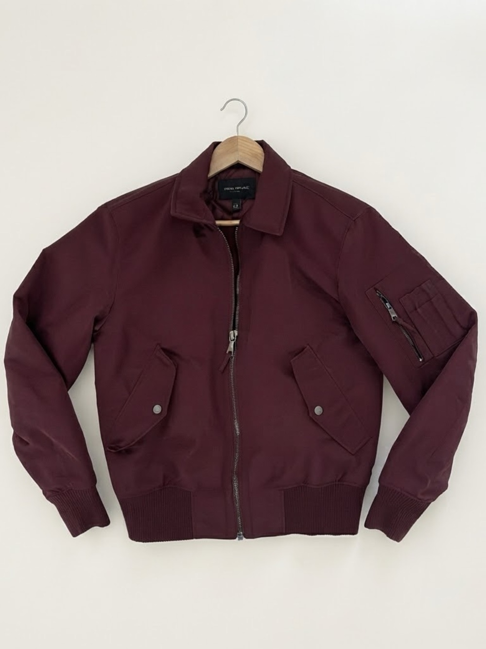 Gently used - Vintage Banana Republic Men's Burgundy Bomber Jacket Size S
